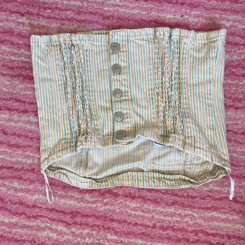 Zara Striped Crop Top - Cream and Tan